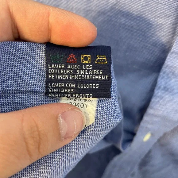 Tommy Hilfiger Men's Blue Gingham Button Down Shirt Size 16 1/2 34-35 Cotton - Picture 7 of 9